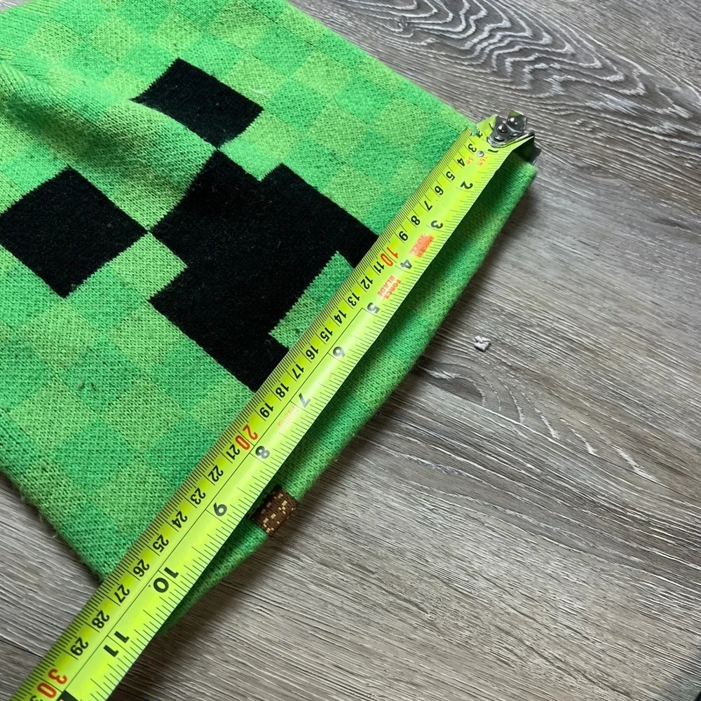 Jinx Minecraft Creeper Beanie Unisex OS Green Checkered Pixel Gamer Knit Hat
